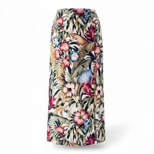 Tropical Floral Pencil Midi Skirt High Waist Size 10